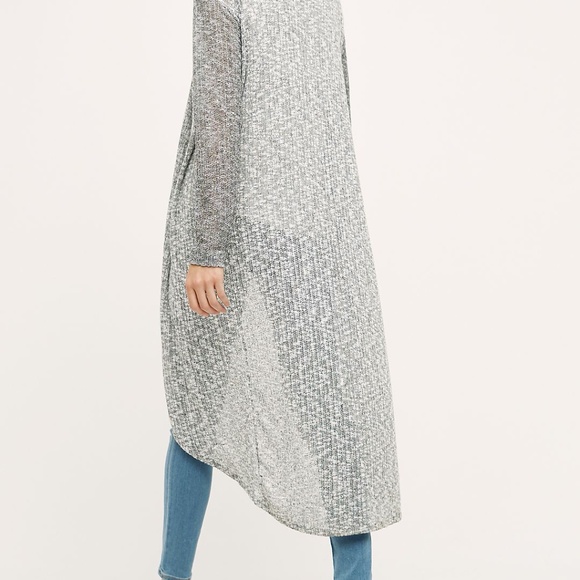 Anthropologie Postmark Women's Size Xs Grey Drop Stitch Duster Open Front - Picture 2 of 9